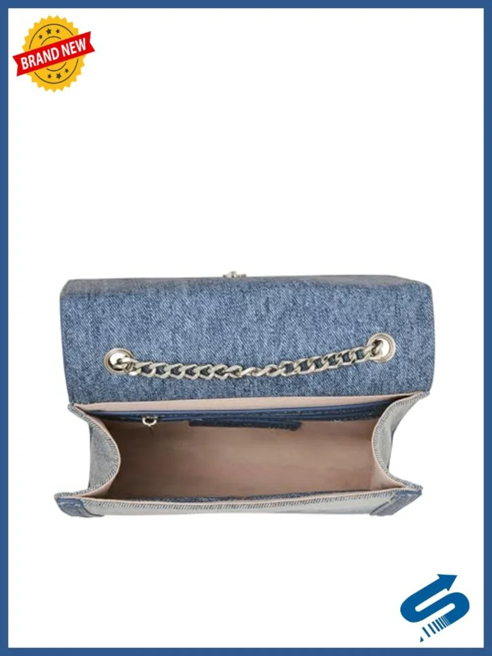 Convertible Shoulder Bag Denim Satchel with Chain Strap